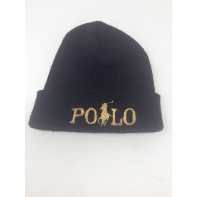 “Polo” Spellout Black Beanie With Gold Lettering Logo  eb-63821260